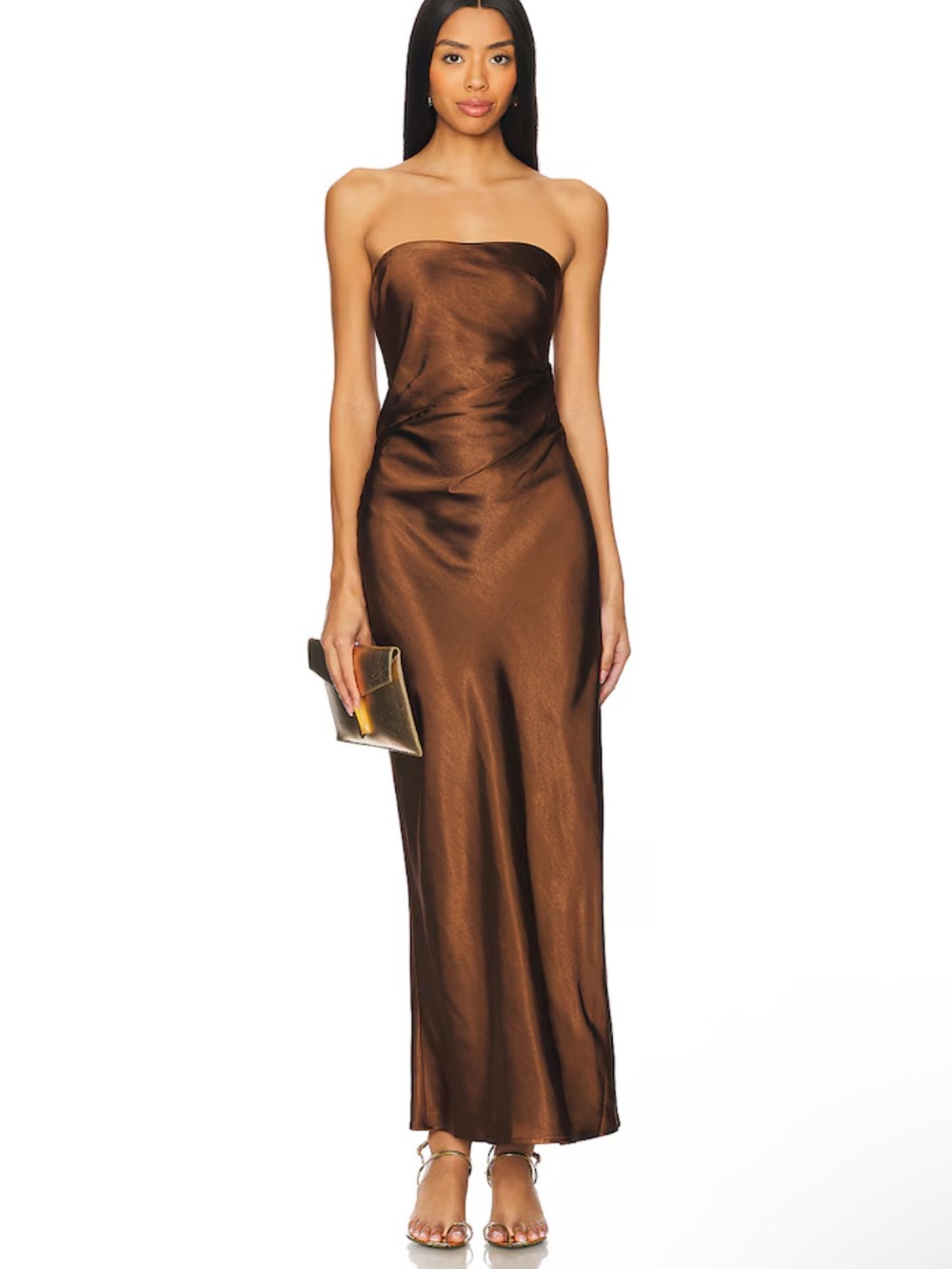 Runaway The Label x REVOLVE Kristine Dress Chocolate Strapless Satin Brown XS